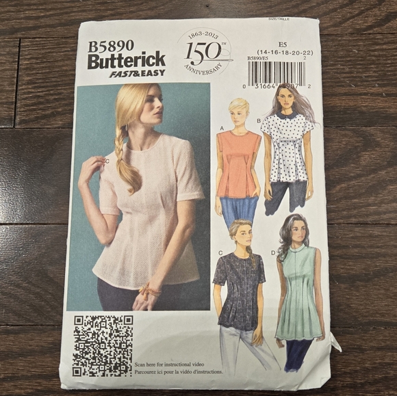 Butterick Women's shirt pattern 5890 - Picture 1 of 4
